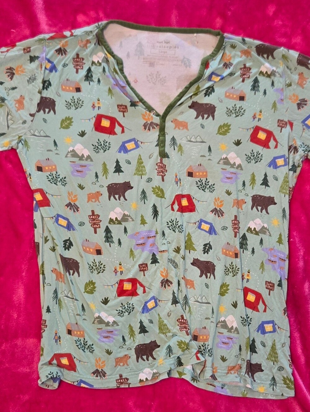 Little Sleepies Bamboo Viscose Happy Camper Womens Size Large Top